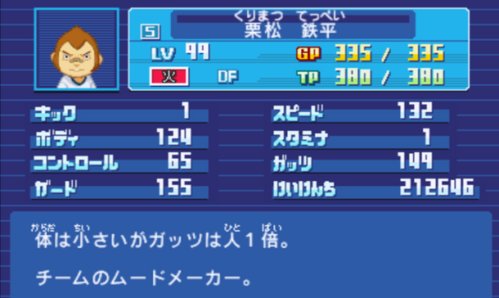 イナズマイレブン ステータス